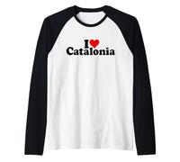 I Love Heart Catalonia Catalunya Catalan Cultura Spagna Maglia con Maniche Raglan
