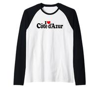 I Love Heart Cote D'Azur LA Riviera Francese Nice Monaco Maglia con Maniche Raglan