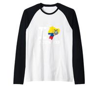 I Love (Heart) Ecuador Mappa Bandiera Sagoma Maglia con Maniche Raglan