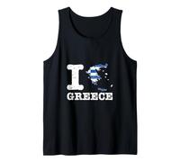 I Love (Heart) Grecia Mappa Bandiera Sagoma Canotta