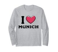 I Love Heart Monaco Città Germania Maglia a Manica