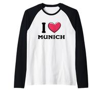 I Love Heart Monaco Città Germania Maglia con Maniche Raglan