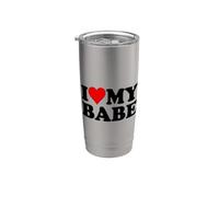I LOVE HEART MY BABE BAE RAGAZZO RAGAZZO Bicchiere termico in acciaio inox doppia parete