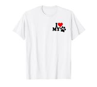 I LOVE HEART MY CANE GATTO ZAMPA ANIMALI ANIMALI Maglietta