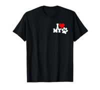 I LOVE HEART MY CANE GATTO ZAMPA ANIMALI ANIMALI Maglietta