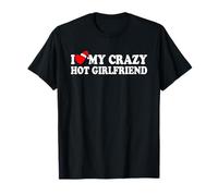 I Love Heart My Crazy Hot Girlfriend Santa Hat Natale GF Maglietta