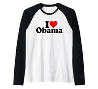 I Love Heart Obama Presidente Barack Maglia con Maniche Raglan