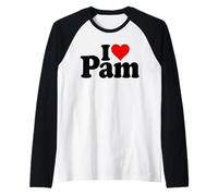 I LOVE HEART PAM PAMELA NOME SU UN TEE Maglia con Maniche Raglan
