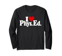 I Love Heart PHYS. ED. EDUCAZIONE Fisica Esercizio Fitness Maglia a Manica
