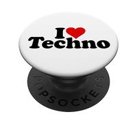 I LOVE HEART TECHNO EDM MUSICA PopSockets PopGrip Adesivo