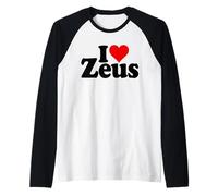 I Love Heart Zeus Nome su Una Tee Maglia con Maniche Raglan