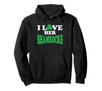 I Love Her Shamrocks Matching St Patrik's Day Couples Felpa con Cappuccio