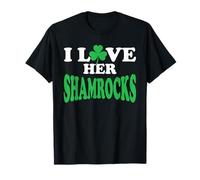 I Love Her Shamrocks Matching St Patrik's Day Couples Maglietta