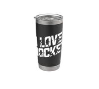 I Love Hockey Gioco Giocatori Silhouette Divertimento Bicchiere termico in acciaio inox doppia parete