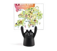 I Love Hong Kong Map China Location Memo Holder Cartoon Black Cat Stand Decorazione