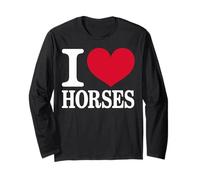 I Love Horses Equestrian Cowgirl Ragazze Donne Cuore Cavallo Maglia a Manica