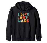 I Love Hot Dads Groovy Vintage Trendy Stylish Felpa con Cappuccio