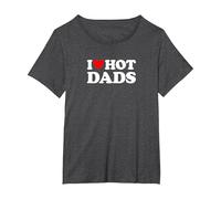 I Love Hot Dads Maglietta, Donna Plus-Size, Grigio Scuro, 4X