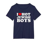 I Love Hot Jewish Boys Maglietta, Donna Plus-Size, Navy, 6X