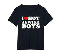 I Love Hot Jewish Boys Maglietta, Donna Plus-Size, Nero, 5X