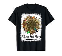 I Love Hot Moms Sunflower Leopard Mom Funny for Mother Maglietta