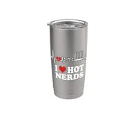 I Love Hot Nerds Divertente Nerd Ragazza San Valentino Nerd Design Bicchiere termico in acciaio inox doppia parete