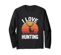 I Love Hunting Cervo Tramonto Wildlife Avventura Maglia a Manica