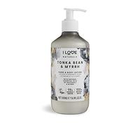 I LOVE I Love Naturals Lozione per mani e corpo alla fava tonka e mirra, oli essenziali di patchouli e mirra, realizzata con ingredienti come burro di karitè, 500 ml