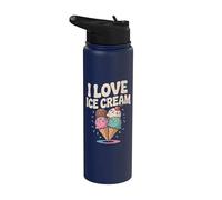 I Love Ice Cream Delightful Cone Fun Stainless Steel Insulated Water Bottle
