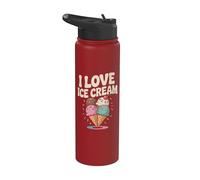 I Love Ice Cream Delightful Cone Fun Stainless Steel Insulated Water Bottle