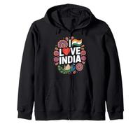 I Love India Bandiera Cuore Pavone Taj Mahal Felpa con Cappuccio