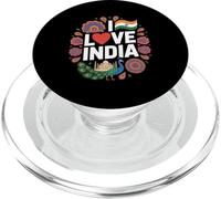 I Love India Bandiera Cuore Pavone Taj Mahal PopSockets PopGrip per MagSafe