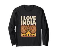 I Love India Cultural Paisley Elefante Taj Mahal Maglia a Manica