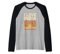 I Love India Cultural Paisley Elefante Taj Mahal Maglia con Maniche Raglan