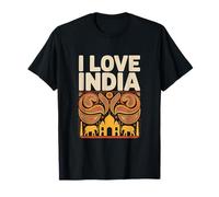 I Love India Cultural Paisley Elefante Taj Mahal Maglietta
