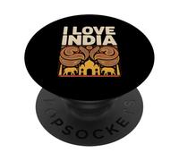 I Love India Cultural Paisley Elefante Taj Mahal PopSockets PopGrip Adesivo