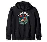 I Love India Pavone Taj Mahal Design Felpa con Cappuccio