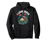 I Love India Pavone Taj Mahal Design Felpa con Cappuccio