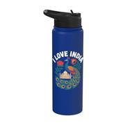 I Love India Pavone Taj Mahal Design Stainless Steel Insulated Water Bottle
