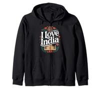 I Love India Taj Mahal Arte Floreale India Felpa con Cappuccio