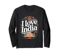 I Love India Taj Mahal Arte Floreale India Maglia a Manica