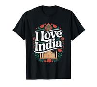 I Love India Taj Mahal Arte Floreale India Maglietta