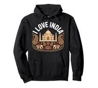 I Love India Taj Mahal Paisley Elefanti Felpa con Cappuccio