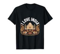 I Love India Taj Mahal Paisley Elefanti Maglietta