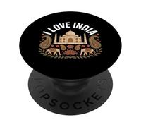 I Love India Taj Mahal Paisley Elefanti PopSockets PopGrip Adesivo