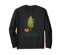 I Love Indiana Mais Umorismo Divertente Corny State Pride Maglia a Manica