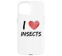 I Love Insects Design semplice testo con cuore Custodia per iPhone 15