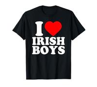I Love Irish Boys Shirt Green Heart Shamrock St Patricks Day Maglietta