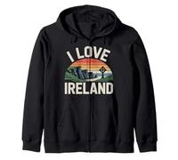 I Love Irlanda Vintage Tramonto Scena Felpa con Cappuccio