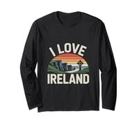 I Love Irlanda Vintage Tramonto Scena Maglia a Manica